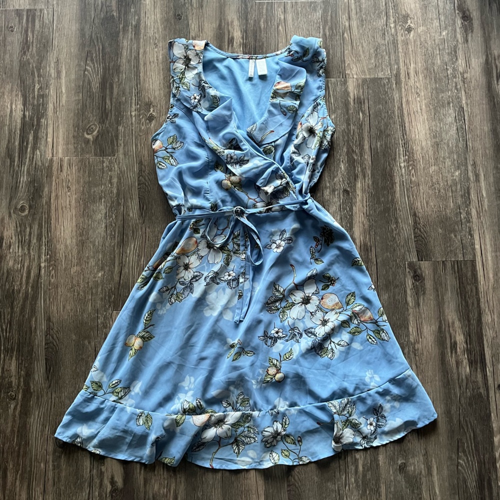 Japna Lemon Print Summer Mini Dress Sz M